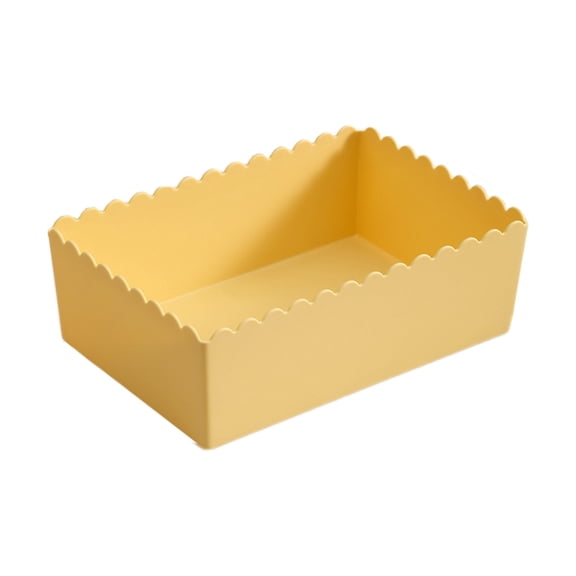 Konghyp Desktop Storage Box, Plastic Storage Basket for Makeup, Cosmetic Organizers, Versatile Household Storage Solution, Cute Design with Wavy Lace, Ideal for Stationery and Accessories