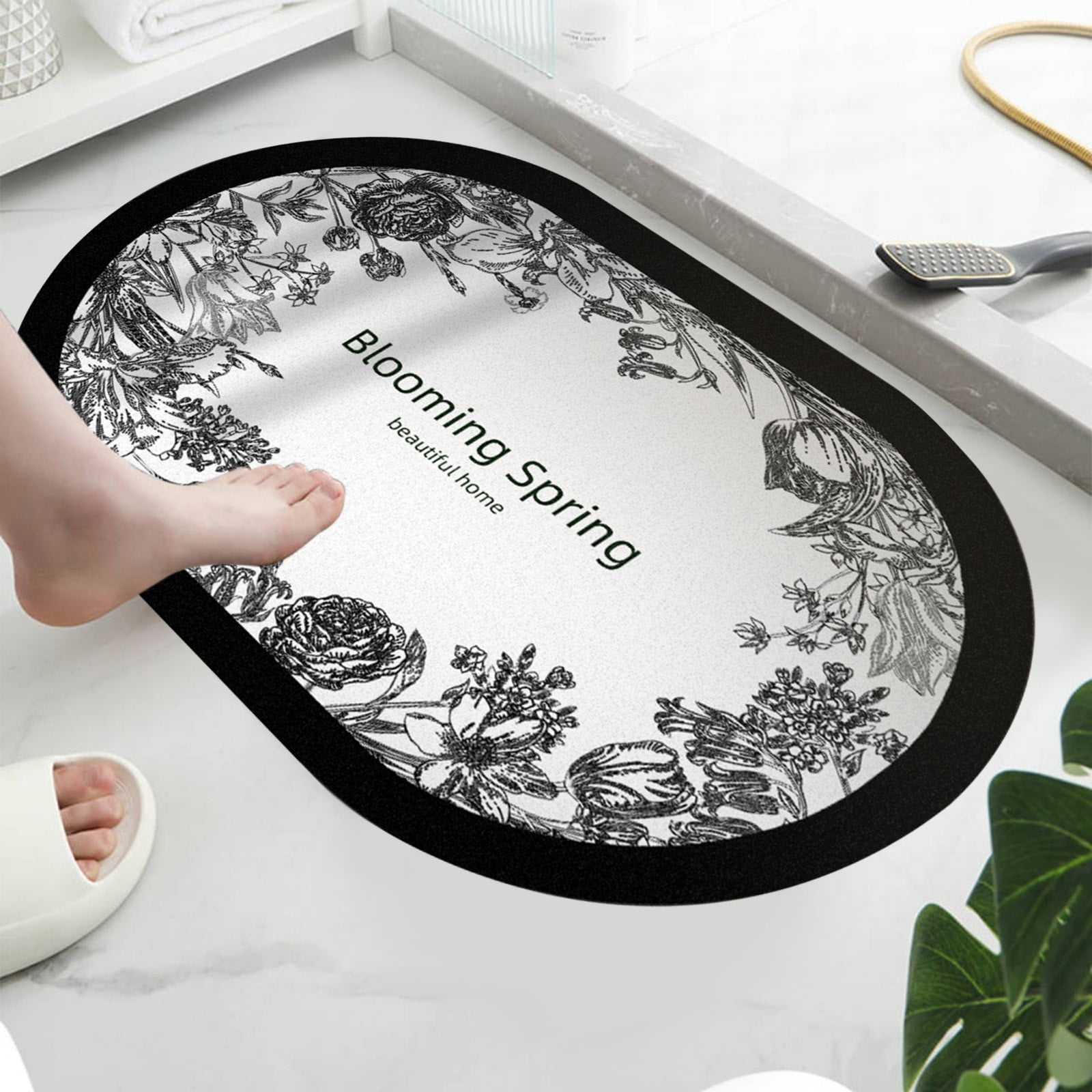 Konghyp Diatom Mud Bathroom Mat – Quickly Absorbs Water and Dries Fast with Firm Edges – Non ...