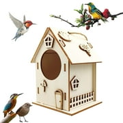 Konghyp Diy Wooden Bird House: Children'S Craft Kit For Building And Decorating A Bird House, Wooden Birdhouse Pendant, Outdoor Lanyard Bird Cage