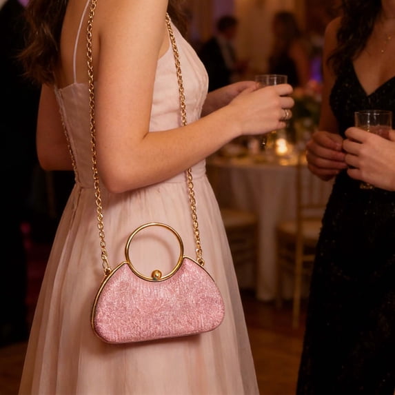 Konghyp Elegant Rhinestone Evening Clutch Bag, Crossbody Purse with Metal Handle, Sparkling Handbag for Wedding Party Prom, Glamorous Formal Accessory, Stylish Beaded Evening Purse