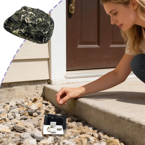 Konghyp Fake Rock Key Storage Box, Disguised Stone Hidden Key Holder Outdoor Waterproof Security Key Hider, Resin Garden Key Safe Container for Spare House Car Keys