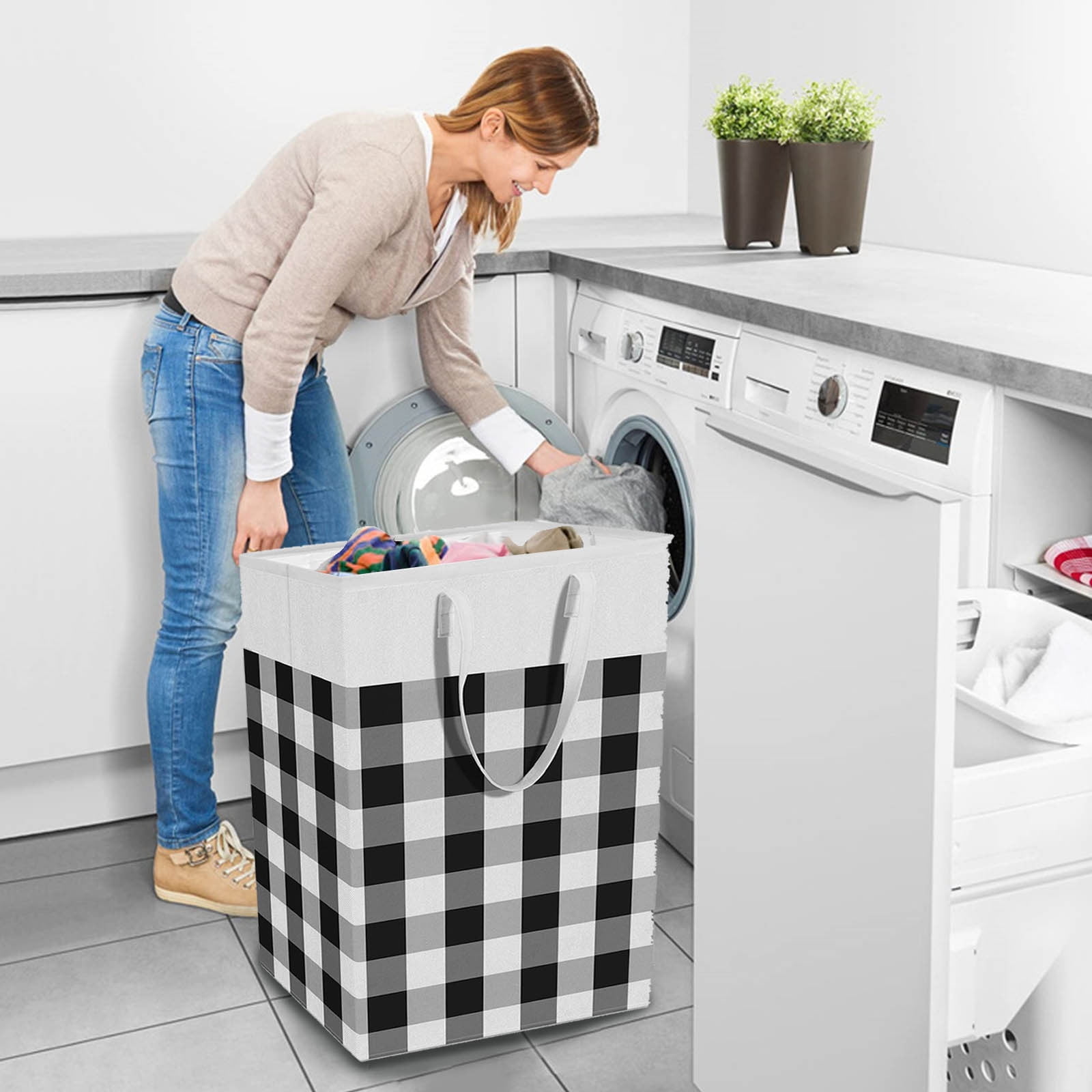 Konghyp Flexible Laundry Baskets,Collapsible Portable Tote Bag,Bathroom