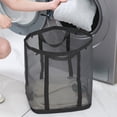 thumbnail image 1 of Konghyp Foldable Wall Mounted Laundry Basket Large Capacity Breathable Storage Bag for Dirty Clothes, Portable Hanging Mesh Hamper with Straps for Bathroom, Shower & Home Organization, 1 of 6