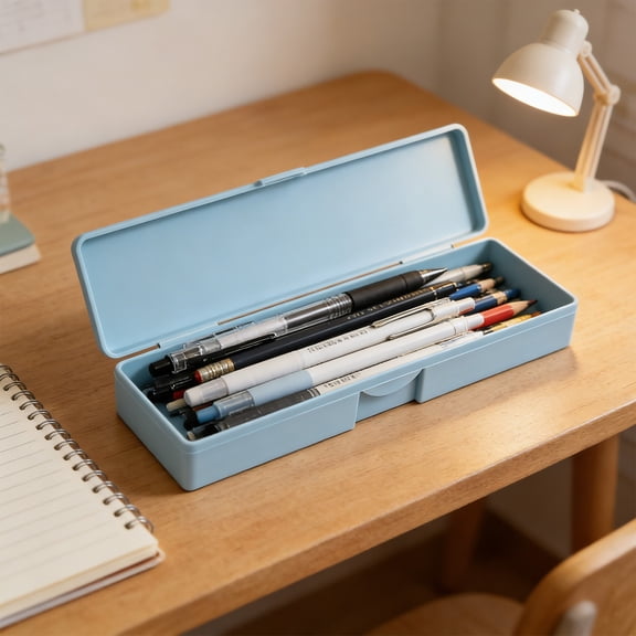 Konghyp Frosted Translucent Pencil Box, Double Sided Stationery Case, Macaron Plastic Storage Organizer, Snap Closure Pen Container, Portable Office Art Supply Bag, Minimalist Desktop Utility