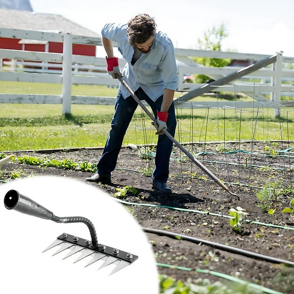 Konghyp Garden Hoe Weeding Tool – Agricultural Digging Shovel for Planting Vegetables, Flower Bed, Land Loosening, Steel Rake for Soil Aeration