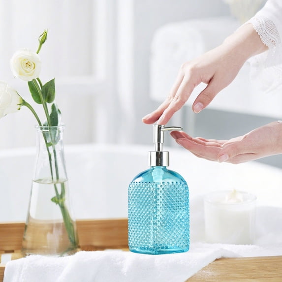 Konghyp Glass Soap Dispenser Bottle - Refillable Hand Soap Pump for Bathroom, Kitchen & Office - Leakproof Liquid Dispenser for Shampoo, Lotion, Body Wash (Set of 1)