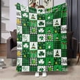 thumbnail image 1 of Konghyp Gnome Print Flannel Bed Blanket – Cozy Lightweight Green Plaid Throw Blanket for Sofa, Bed, Office, and Travel Decor, Perfect for Year-Round Comfort, 1 of 6