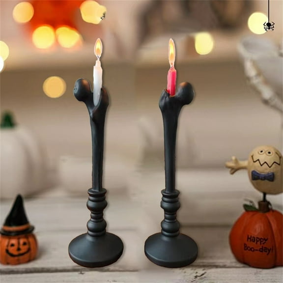 Konghyp Gothic Candlestick Halloween Decoration, Iron Taper Candle Holder, Vintage Resin Crafts for Home, Elegant Table Centerpiece, Multifunctional décor for Parties, Warm Atmosphere Enhancer