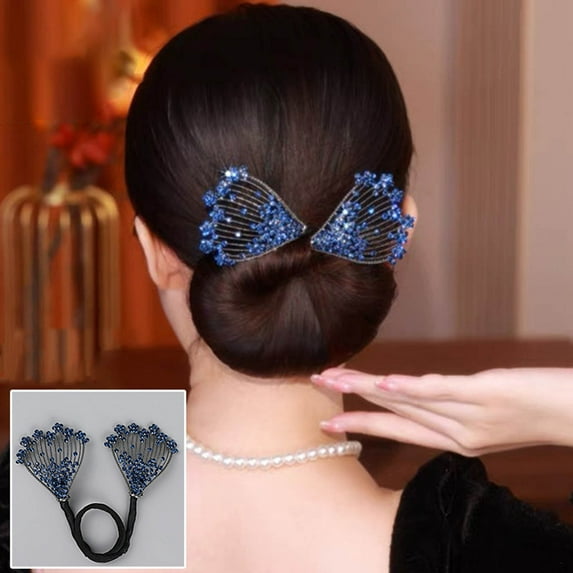 Konghyp Hair Bun Maker – Elegant French Rhinestone Hair Bun Makers with Ball Hair Clip Accessories, Perfect for Parties and Special Occasions, Easy to Use for a Stylish Look