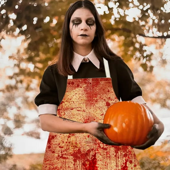 Konghyp Halloween Apron, Polyester Kitchen Work Clothes, Stain Resistant, Breathable, Comfortable for Cosplay and Themed Events, Durable and Easy to Clean