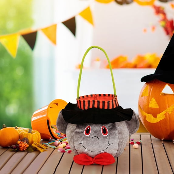 Konghyp Halloween Candy Bag, Trick or Treat Handbag, Fun Party Props, Reusable Gift and Storage Bag, Assorted Halloween Designs, Non-Woven Fabric Halloween Treat Bags