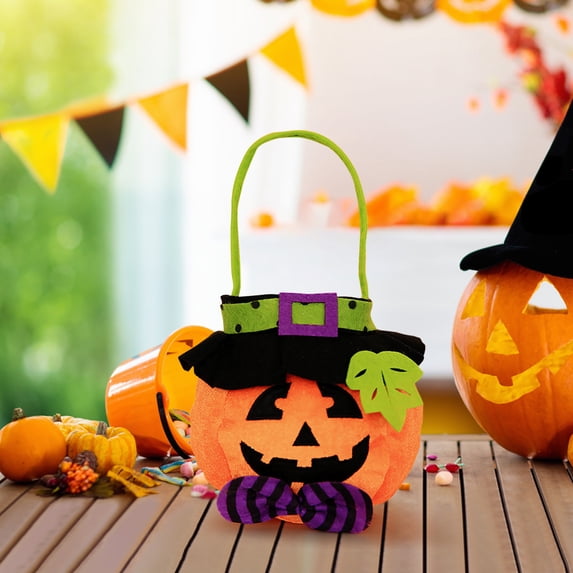 Konghyp Halloween Candy Bag, Trick or Treat Handbag, Fun Party Props, Reusable Gift and Storage Bag, Assorted Halloween Designs, Non-Woven Fabric Halloween Treat Bags