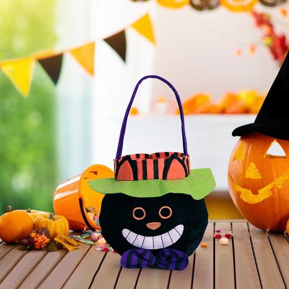 Konghyp Halloween Candy Bag, Trick or Treat Handbag, Fun Party Props, Reusable Gift and Storage Bag, Assorted Halloween Designs, Non-Woven Fabric Halloween Treat Bags