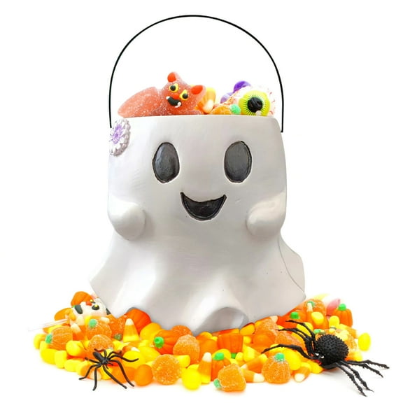 Konghyp Halloween Candy Bucket, Ghost Design, Multi-Purpose Decorative Piece, Fun Snack Holder for Parties, Versatile Treat Storage, Unique Halloween Decor