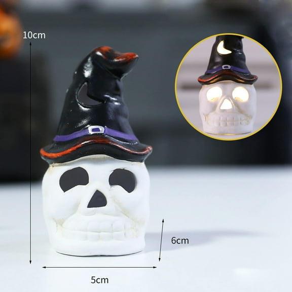 Konghyp Halloween Ceramic Small Lamp, Pumpkin Lantern, Skeleton Lantern, Holiday Decoration, Warm Light for Home Decor, Cozy Amusement Display