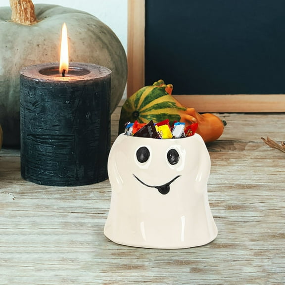 Konghyp Halloween Decoration Flower Pot Ghost, Succulent Ceramic Planter, Unique Tabletop Ornament, Festive Home Decor, Cute Ghost Design