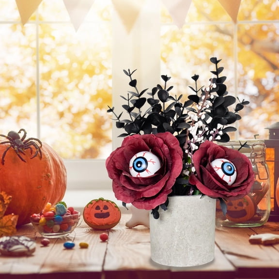 Konghyp Halloween Decorative Potted Plant Model, Realistic Simulation Ornament, Spooky Season Decoration, Perfect for Party Props, Versatile Halloween Decor, Unique Home Display Piece