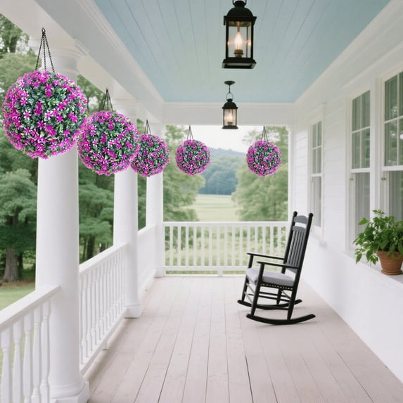 Konghyp Halloween Faux Flower Ball Hanging Decor, Plastic Simulation Floral Ornament, Wedding Garden Porch Garland, DIY Patio Balcony Accent, Holiday Backyard Display, Home Arch Party Centerpiece