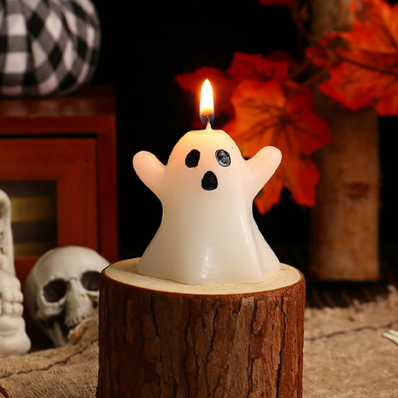 Konghyp Halloween Ghost Candle, Cute Soy Wax Scented Candle with Rose Fragrance, Decorative Halloween Table and Party Decor, Ideal Gift for Halloween and Festivals