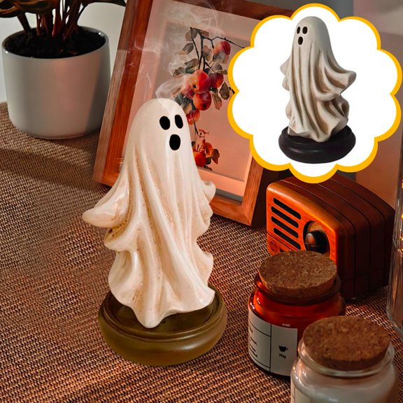 Konghyp Halloween Ghost Incense Holder Decorative Statue, Home Living Room Office Decor, Cozy Autumn Festive Display, Unique Gift Idea for Friends and Family