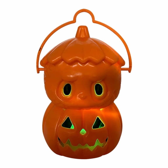 Konghyp Halloween Glowing Pumpkin Lantern, LED Lighted Ghost Lantern, Decorative Night Light for Home, Party and Holiday Decor, Unique Halloween Ornament and Gift Idea