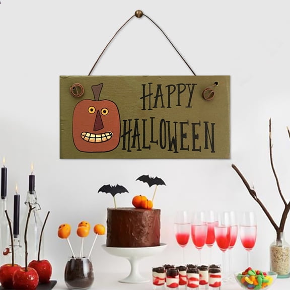 Konghyp Halloween Hanging Sign, Decorative Door Sign, Halloween Party Decor, Indoor Outdoor Halloween Decoration, Spooky Welcome Sign, Wood Halloween Sign, Halloween Wall Art