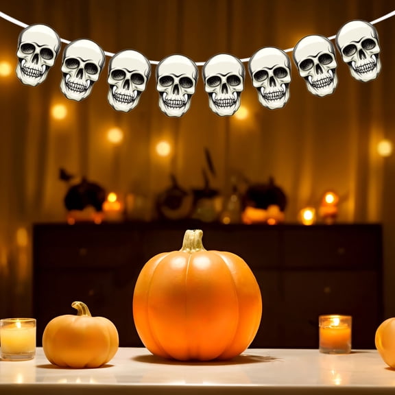 Konghyp Halloween Party Theme Pull Flag Decorations, Spooky Ghosts & Skulls, Multi-Style Assortment for Halloween Decoration, Flexible Setup for Home & Party Decor