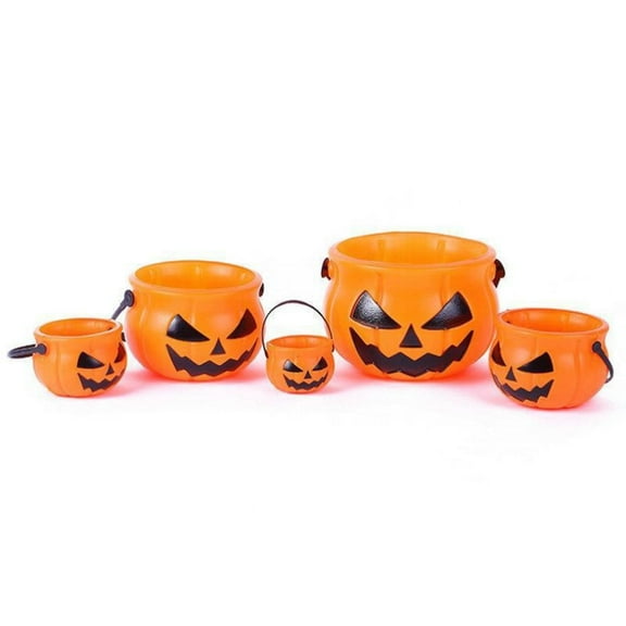 Konghyp Halloween Plastic Pumpkin Jar Candy Basket, Festive Decoration, Trick-or-Treating Essential, Halloween Party Centerpiece, Versatile Storage Container