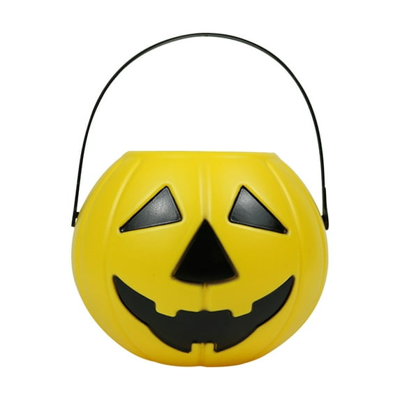 Konghyp Halloween Pumpkin Bucket, Plastic Candy Pail, Trick or Treat Basket, Festive Decoration for Parties, Unique Pumpkin Design, Safe and Convenient Accessory