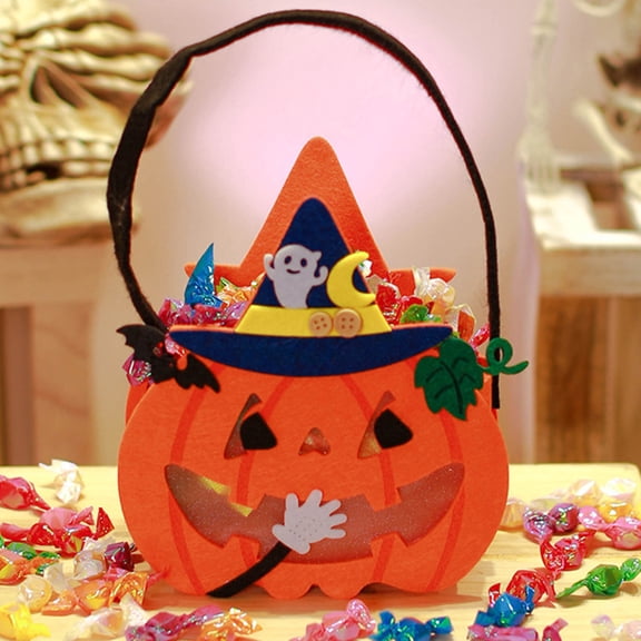 Konghyp Halloween Pumpkin Candy Bag, Nonwoven Fabric Tote Bag for Trick or Treat, Halloween Party Supplies, Festive Decorative Bag for Candy Collection and Gifts