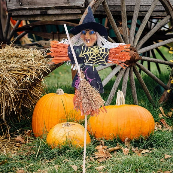 Konghyp Halloween Pumpkin Scarecrow Doll Garden Decoration, Witch Prop for Outdoor Festivities, Unique Fall Decor for Parties and Events, Eye-catching Festival Decoration Supplies