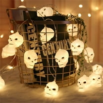 Konghyp Halloween Skull Lights LED String Lights, Decorative Lights for Halloween, Party Decor, Battery Powered Skull String Lights, Indoor Outdoor Decorations, Eco-Friendly Halloween Lighting