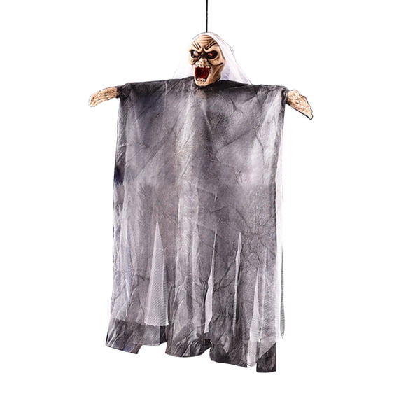 Konghyp Halloween Voice Control Witch Hanging Ghost, LED Light Emitting Skeleton Ghost Decoration for House, Interactive Voice Activated Pendant for Indoor and Outdoor Halloween Decor
