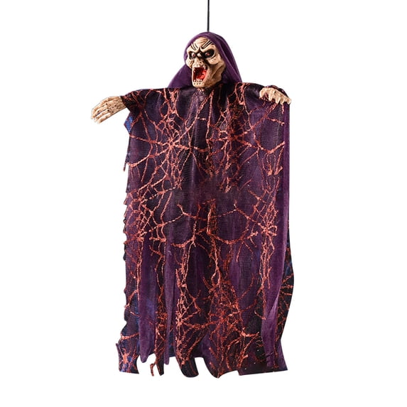 Konghyp Halloween Voice Control Witch Hanging Ghost, LED Light Emitting Skeleton Ghost Decoration for House, Interactive Voice Activated Pendant for Indoor and Outdoor Halloween Decor