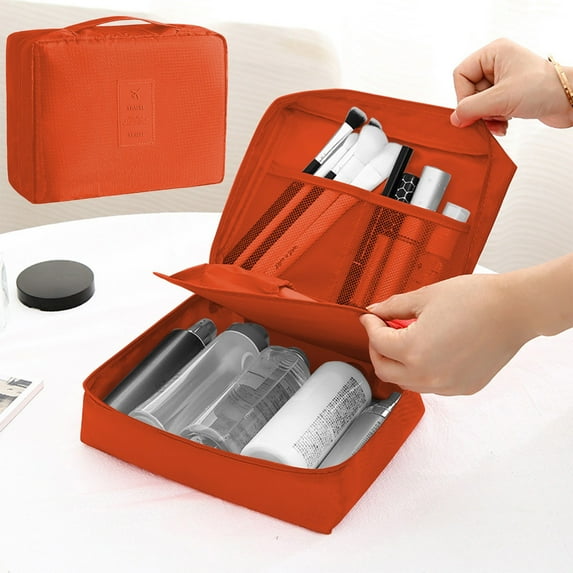 Konghyp Handheld Makeup Bag Large Capacity Waterproof Storage Bag, Cosmetics Organizer with Removable Compartment, Travel Toiletry Bag for Home and Outdoor Activities, Durable and Easy to Clean