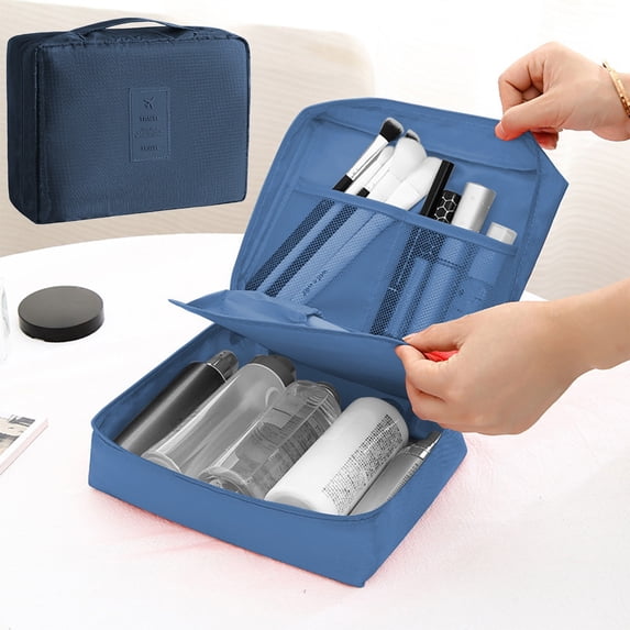 Konghyp Handheld Makeup Bag Large Capacity Waterproof Storage Bag, Cosmetics Organizer with Removable Compartment, Travel Toiletry Bag for Home and Outdoor Activities, Durable and Easy to Clean