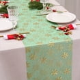thumbnail image 1 of Konghyp Hot Gold Foil Table Flag, Nylon Yarn Fabric Table Decoration, Christmas Holiday Gathering Table Runner, Festive Snowflake Design, Perfect for Parties and Special Events, 1 of 6