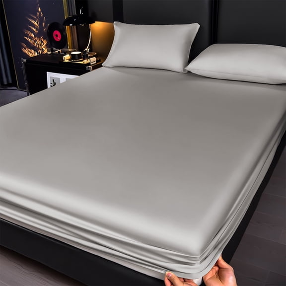 Konghyp Ice Silk Fitted Sheet, Breathable Bed Sheet, Cooling Mattress Cover, Summer Comfort Bed Linen, Washable and Durable Bedding, Soft Touch Sleep Essentials, 79×71in