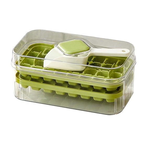 Konghyp Ice Tray with Storage Bin, One Click Ice Release, Double Layer Portable Ice Maker, Convenient Ice Container for Summer Parties, Ideal for Drinks and Snacks, Effortless Cleaning Solution