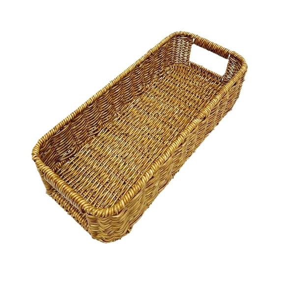 Konghyp Imitation Vines Weaving Storage Box, Cable Organizer Basket, Multi Functional Desktop Organizer, Ideal for Home Office Living Room, Durable Plastic, Hollow Design for Easy Cleaning