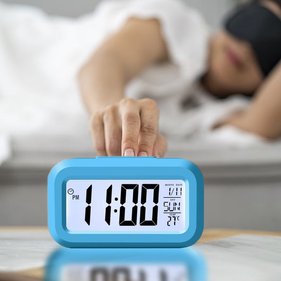 Konghyp LED Night Light Alarm Clock, Multi Functional Snooze Alarm Clock, Digital Display Timer, Stylish Bedroom Decor, Battery Operated, Bright Screen, IP65 Waterproof