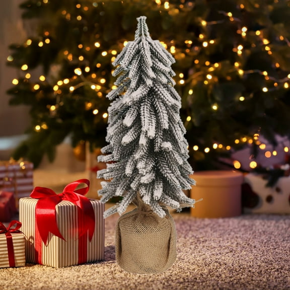 Konghyp Mini Christmas Tree Ornament, White Mini Snowflake Decoration, Festive Desk Decor, Perfect for Bar and Store Window, Unique Holiday Gift, Small Christmas Tree Supplies