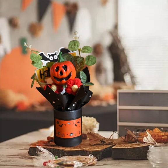 Konghyp Mini Halloween Pumpkin Bouquet, Small Ghost Pumpkin Ornament, Festive Home Decoration, Unique Gift Idea, Versatile Table Display