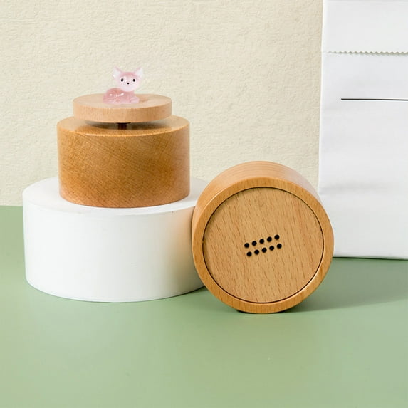Konghyp Mini Luminous Music Box – Wooden Circular Design with Rotating Feature – Ideal Holiday and Birthday Gift for Boys and Girls – Charming Toy Ornament