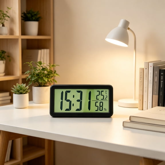 Konghyp Minimalist Digital Alarm Clock, LED Display, Battery Included, Compact Design, Versatile Desk Stand or Wall Mount, Simple Alarm Function, Time Management, Modern Home Decor