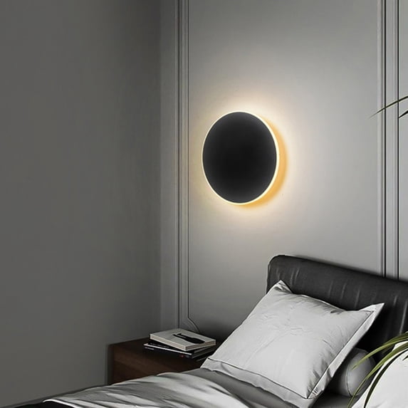 Konghyp Modern LED Wall Lamp - Dimmable Touch Sensor Light with 3 Color Temperatures, No Drill Installation for Living Room, Hallway & Hotel Decor (Black/White)