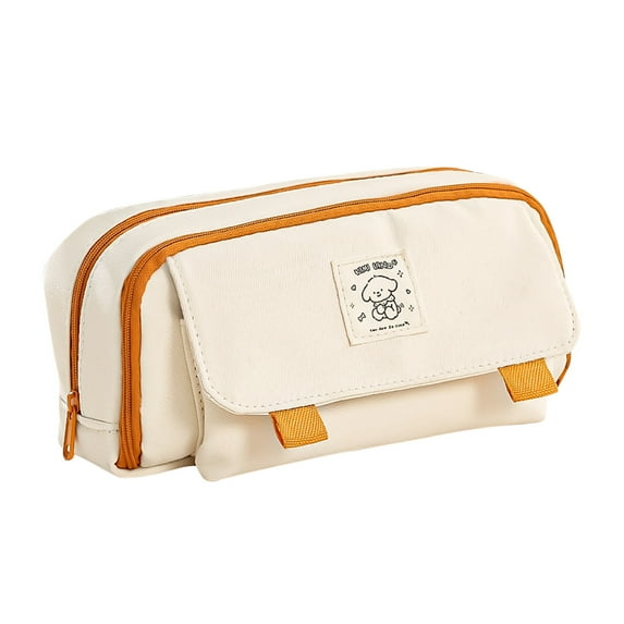 Konghyp Multi Color Large Capacity Stationery Bag, Organizer with Multiple Compartments, Versatile Pencil Case for Office, Cosmetic and Tool Storage, Durable Woven Fabric with Easy Open Zipper