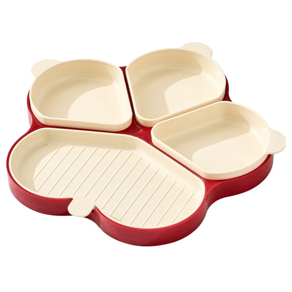 Konghyp Paw Shape Detachable Divided Plates Removable Compartment Serving Tray, Multi-use Serving Tray for Hot Pot, Fruit Snack, Dishwasher Safe Food Prep Tray, Reusable Kitchen Organizer