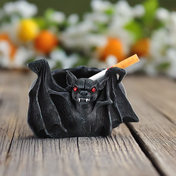 Konghyp Personality Bats Resin Ashtray, Halloween Decor, Unique Design, Smoking Accessory, Spooky Themed Gift, Stylish Desktop Ornament