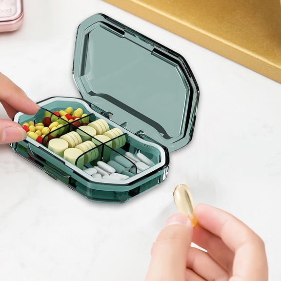 Konghyp Pills Organizer – Airtight Pills Box, Portable Supplement Dispenser, Compact Travel Pill Case for Medication Storage